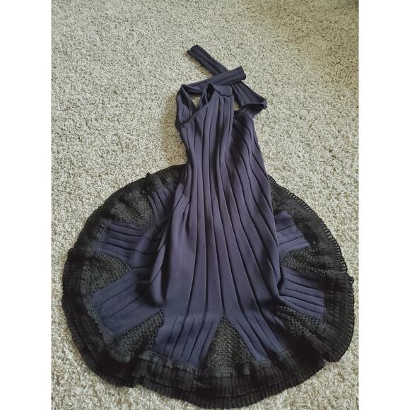 Jonathan Simkhai Blue Mock Neck Cutout  Accents Mini Dress M - Picture 5 of 14